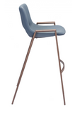 Desires Blue Dusk Barstool with Walnut Finish Steel Frame