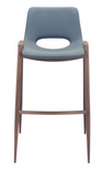 Desires Blue Dusk Barstool with Walnut Finish Steel Frame