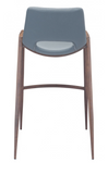 Desires Blue Dusk Barstool with Walnut Finish Steel Frame