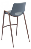 Desires Blue Dusk Barstool with Walnut Finish Steel Frame