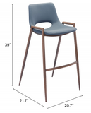 Desires Blue Dusk Barstool with Walnut Finish Steel Frame
