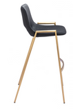 Desires Black Barstool or Counter Stool with Gold Metal Base