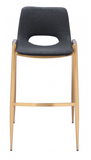 Desires Black Barstool or Counter Stool with Gold Metal Base