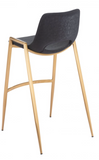 Desires Black Barstool or Counter Stool with Gold Metal Base