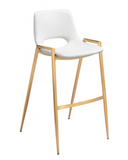 Desires White Barstool or Counter Stool with Gold Metal Base