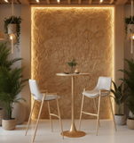 Desires White Barstool or Counter Stool with Gold Metal Base