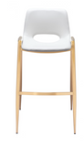 Desires White Barstool or Counter Stool with Gold Metal Base