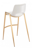 Desires White Barstool or Counter Stool with Gold Metal Base