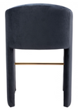 Emason Upholstered Curved Back Midnight Grey Counter Stool or Bar Stool with Gold Foot Rest Bar