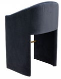 Emason Upholstered Curved Back Midnight Grey Counter Stool or Bar Stool with Gold Foot Rest Bar