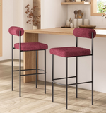 Livian Magenta Bouclee Counter or Bar Stool with Bronze Steel Frame