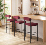 Livian Magenta Bouclee Counter or Bar Stool with Bronze Steel Frame
