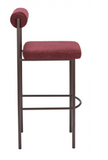 Livian Magenta Bouclee Counter or Bar Stool with Bronze Steel Frame