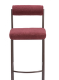 Livian Magenta Bouclee Counter or Bar Stool with Bronze Steel Frame