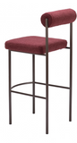 Livian Magenta Bouclee Counter or Bar Stool with Bronze Steel Frame