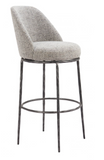 Noda Fabric and Silver Metal Swivel Barstool or Counter Stool.