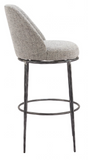 Noda Fabric and Silver Metal Swivel Barstool or Counter Stool.