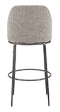 Noda Fabric and Silver Metal Swivel Barstool or Counter Stool.