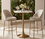 Noda Fabric and Gold Metal Swivel Barstool or Counter Stool