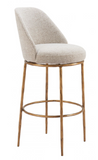 Noda Fabric and Gold Metal Swivel Barstool or Counter Stool
