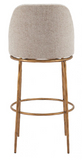 Noda Fabric and Gold Metal Swivel Barstool or Counter Stool