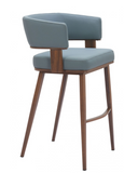 Pose Blue and Walnut Faux Wood Steel Frame