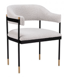 Zenda Black and Gold Dining Chair with Boucle Fabric