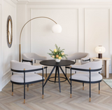 Zenda Black and Gold Dining Chair with Boucle Fabric