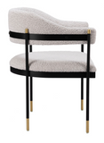 Zenda Black and Gold Dining Chair with Boucle Fabric
