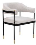Zenda Black and Gold Dining Chair with Boucle Fabric