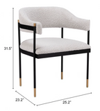 Zenda Black and Gold Dining Chair with Boucle Fabric
