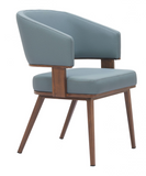 Pose Blue and Walnut Faux Wood Steel Frame Dining Chair