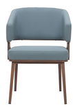 Pose Blue and Walnut Faux Wood Steel Frame Dining Chair