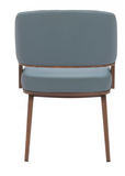 Pose Blue and Walnut Faux Wood Steel Frame Dining Chair