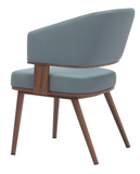 Pose Blue and Walnut Faux Wood Steel Frame Dining Chair