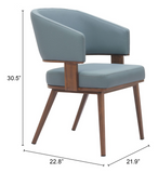 Pose Blue and Walnut Faux Wood Steel Frame Dining Chair