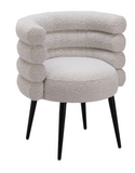 Greta Barrell Dining Chair with Black Metal Legs Grey Beige