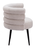 Greta Barrell Dining Chair with Black Metal Legs Grey Beige