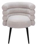 Greta Barrell Dining Chair with Black Metal Legs Grey Beige
