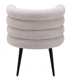 Greta Barrell Dining Chair with Black Metal Legs Grey Beige