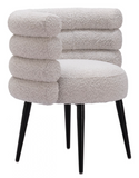 Greta Barrell Dining Chair with Black Metal Legs Grey Beige