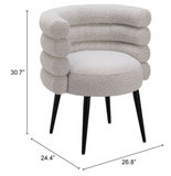 Greta Barrell Dining Chair with Black Metal Legs Grey Beige