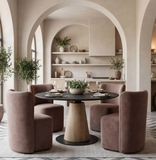 Bume Armless Dining Chair Taupe on Wheels