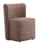 Bume Armless Dining Chair Taupe on Wheels
