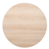 Fluted Natural Wood Finish and Gold Round Dining Table