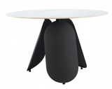 Donta Round Dining Table With Sintered Stone Stop and Black Steel Base