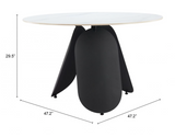 Donta Round Dining Table With Sintered Stone Stop and Black Steel Base