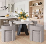 Donta Round Dining Table With Sintered Stone Stop and Black Steel Base