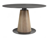Renny Round Black and Walnut Dining Table