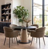 Renny Round Black and Walnut Dining Table